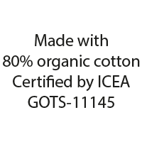 Made with 80% organic cotton certified by ICEA GOTS-11145