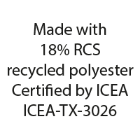 Made with 18% RCS recycled polyester certified by ICEA ICEA-TX-3026
