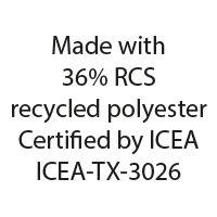 Made with 36% RCS recylced polyester certified by ICEA ICEA-TX-3026