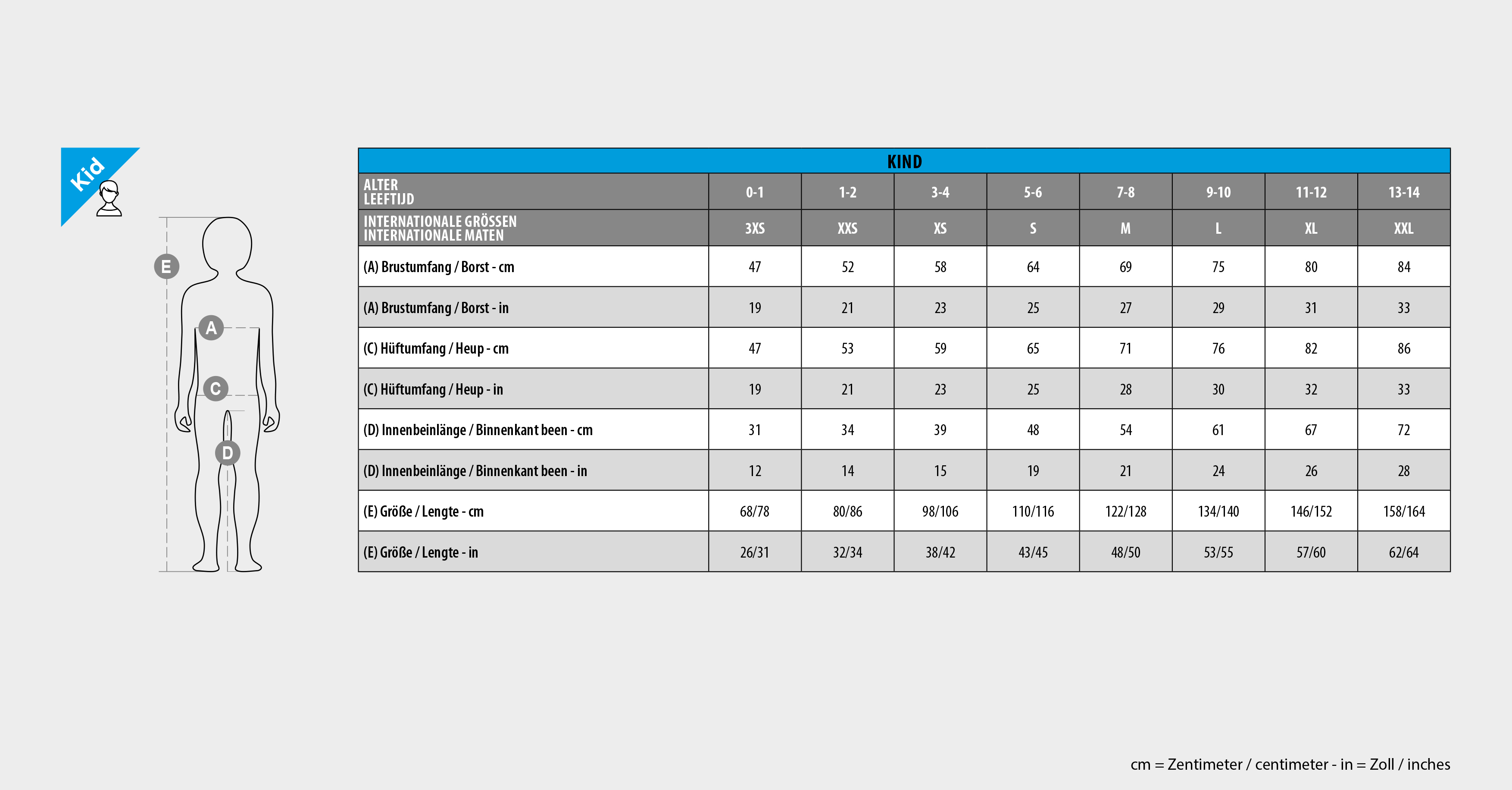 Payperwear | Maattabel